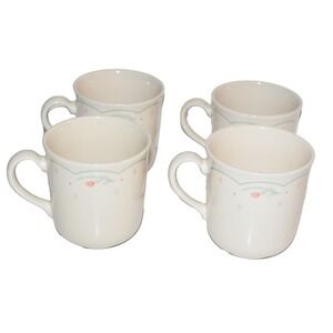 Vtg Corelle Calico Rose Coffe Tea cups mugs set of 4 pink floral
